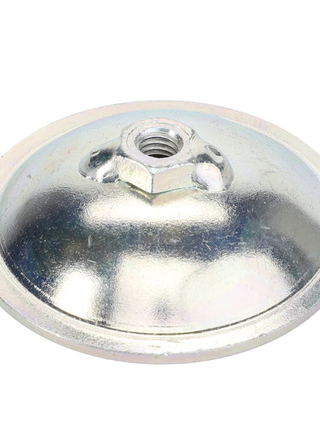 AGCO COVER - D26740784: A silver metal dome-shaped cap featuring a hexagonal nut in the center. Currently, no further product description information is available.