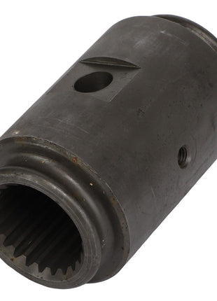 The AGCO Sleeve - Acw0533340 by AGCO is a cylindrical mechanical part with a spline interior, which features a hole and recessed groove on the outer surface. No current product description information is available.
