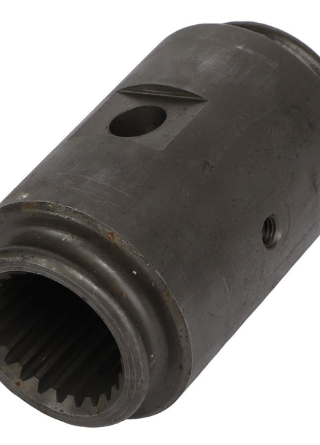The AGCO Sleeve - Acw0533340 by AGCO is a cylindrical mechanical part with a spline interior, which features a hole and recessed groove on the outer surface. No current product description information is available.