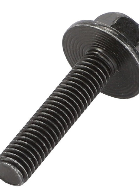 The AGCO | HEXAGONAL HEAD BOLT - F717200180020, a black hexagonal bolt with a threaded shaft, is commonly used in construction and mechanical applications. Currently, no additional product description information is available.