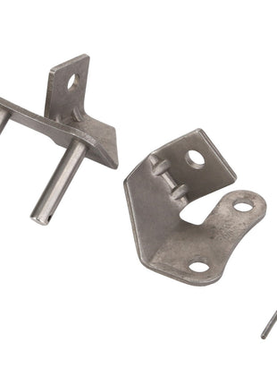 Image of AGCO | LINK - D26730475, two metal brackets each with holes for screws, and an included small metal rod. No current product description information is available.