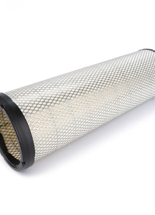 An AGCO Engine Air Filter Cartridge (D46483900) featuring a cylindrical shape, wire mesh exterior, and black plastic ends, positioned on a white background. Known for its high filtration efficiency and designed to prolong service life.