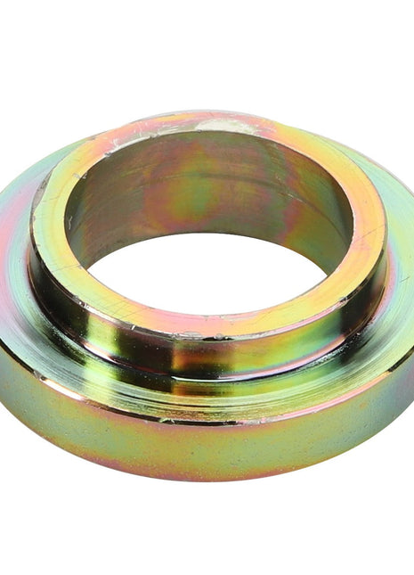 A vibrantly colored metal ring with a hollow center and a slightly beveled edge, offering a design reminiscent of the AGCO | SPACER - D28284490 by AGCO.