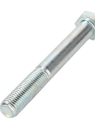 Close-up of a metallic hexagonal bolt, often found in AGCO Parts like the AGCO Bolt, Lower Link Arm - Va021027, featuring threading on the lower half and a smooth upper section, commonly used in hitch components.