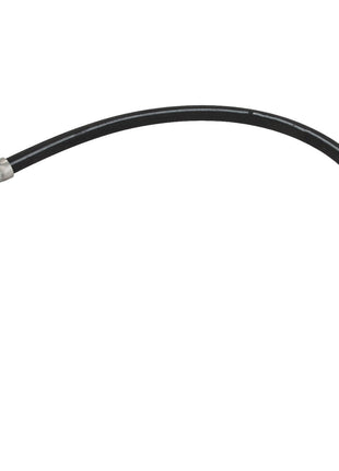 The AGCO Brake Hose - Acw1747950 is a flexible black hose with metal fittings on both ends, ideal for plumbing or mechanical connections.