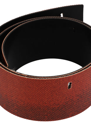 This durable, rolled-up AGCO | Cover Seal - Acw169829C in brown leather features a unique textured pattern and multiple belt holes.