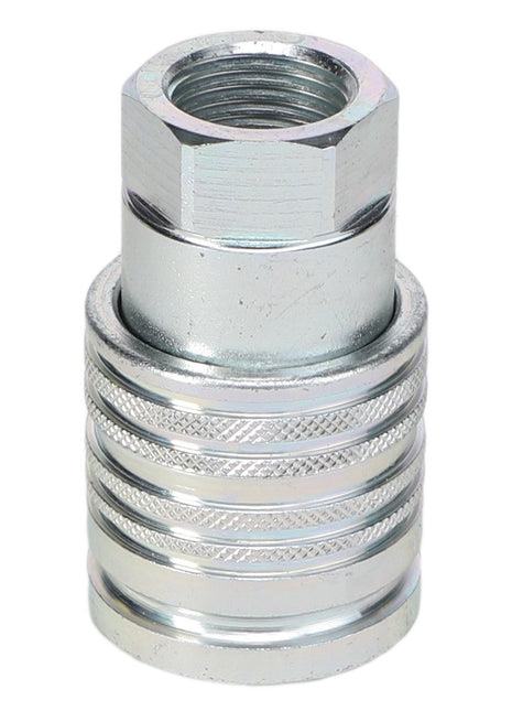 A close-up photo showcasing the AGCO Coupler - AL5044127, featuring a hexagonal top and ridged cylindrical body, essential for maintaining your front loader with genuine AGCO parts.