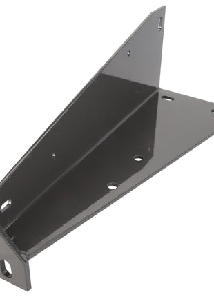 AGCO | BRACKET - D28580118, a metal bracket with multiple holes and angled sides, is an essential component for supporting or securing structures in construction or shelving.