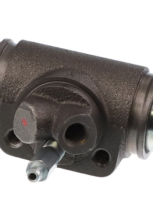 Image of the AGCO Wheel Cylinder - ACW1532910, a metal automotive part designed for braking systems. It features a threaded bolt extending from one side and cylindrical openings on either end. No current product description information is available.