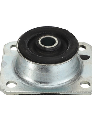 The AGCO Cab Silent Block - La322017250 is a metal automotive part that features a central rubber bushing and four mounting holes, though no further product description information is available at this time.