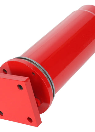 The AGCO Hydraulic Cylinder - Acx2433740 is a red hydraulic cylinder featuring a square mounting plate at one end, designed for use in mechanical applications.