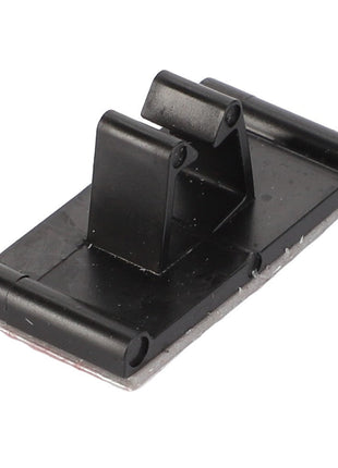 The AGCO MOUNT - V30324000 is a sturdy black plastic mounting bracket that features a flat base and two raised, slotted support arms.