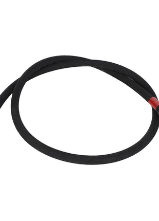 Product Description: The AGCO Hose - Acp0295140 is a black rubber hydraulic hose featuring metal fittings on both ends, with one straight fitting and the other angled. This high-quality hose is manufactured by AGCO and currently lacks a detailed product description.