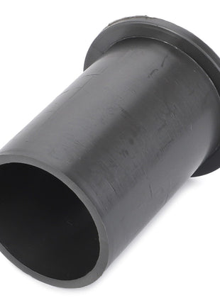 The AGCO Bush, Reel Arm - La300114624 is a black cylindrical rubber grommet with a flanged end, designed to protect wires or cables passing through openings and ensure maximum uptime.