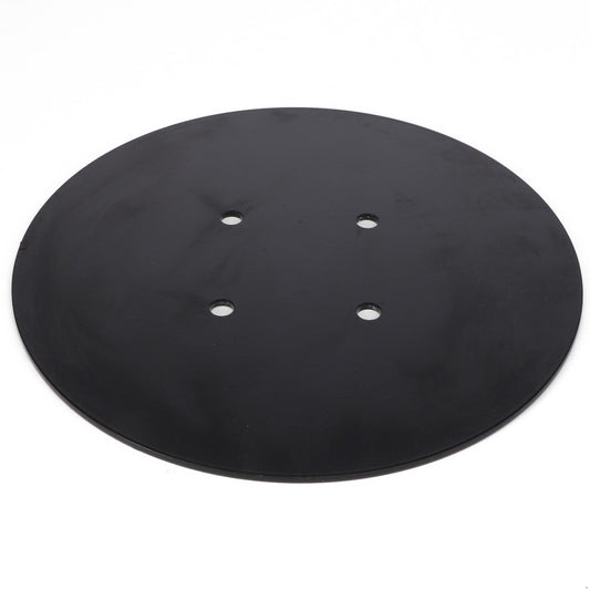 Introducing the AGCO Blade, a 10-inch round, black rubber disc with four evenly spaced holes in the center—ideal for various applications. If you have any questions or need assistance with ordering the AGCO Blade (ACP0016990), our support team is here to help.