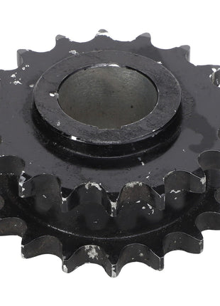 A black metal sprocket with visible wear and tear on its teeth, photographed on a white background. This product is an AGCO | Sprocket - Acx2433580 by the brand AGCO. No current product description information is available.