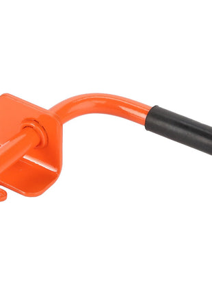 Introducing the AGCO | Lever - Acw108411A by AGCO: This orange metal tool features a curved handle with a black rubber grip and a hook at one end. No additional product description information is available at this time.