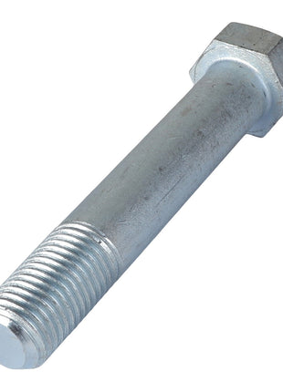 Introducing the AGCO Hexagonal Head Bolt - Acp0000100: a metallic hex bolt featuring a partially threaded shaft, threaded from the end toward the head.
