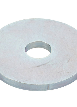 A close-up view of the AGCO Spacer - D28781297, a flat, circular metal washer with a central hole, against a white background.