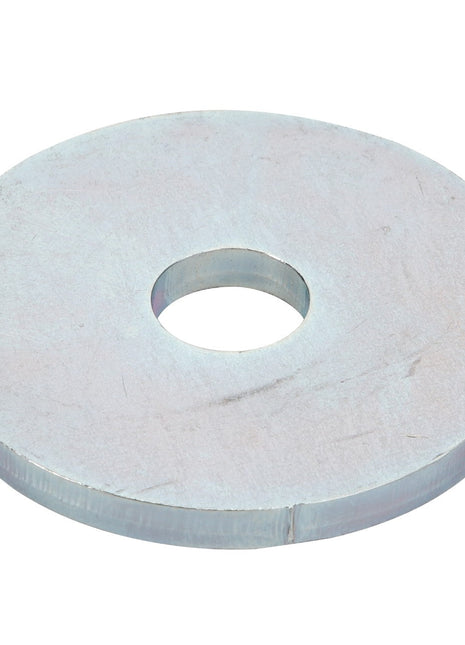 A close-up view of the AGCO Spacer - D28781297, a flat, circular metal washer with a central hole, against a white background.