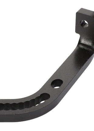 The AGCO Left Hand Stop - Acw0360040 is a black metal bracket featuring several holes and a curved shape. No additional product description information is available at this time.