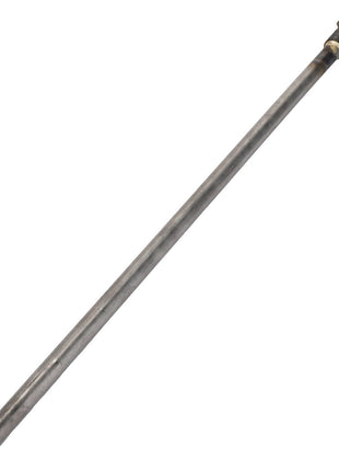 Product Description: The AGCO | BANJO BOLT - V30923000 is a long metal rod featuring a threaded end on one side and an open, rectangular slot on the opposite end.