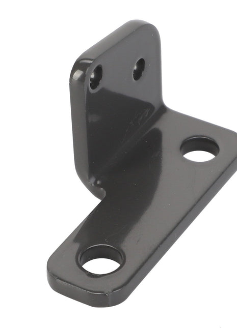 The AGCO | Mounting Plate - Acx2888710 is a black metal L-bracket featuring two holes on the vertical side and two larger holes on the horizontal side. No additional product description is available at this time.