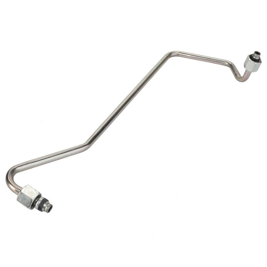 The AGCO | Tube - Acw104339A by AGCO features a robust metal construction with angled bends and precision-engineered fittings on both ends, isolated against a crisp white background.