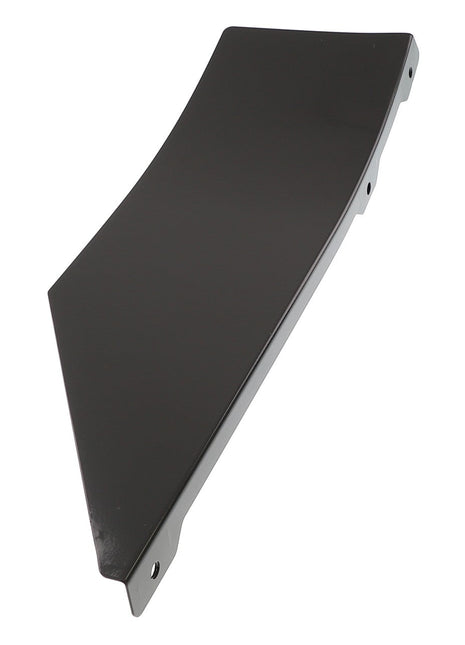 A sleek, black AGCO Right Hand Deflector - Acw1969340 bracket featuring a modern, curved design with several mounting holes along the edges, displayed against a white background.
