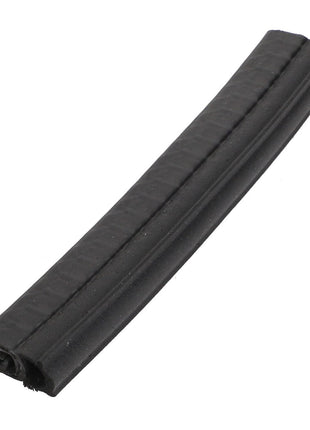 The AGCO | Seal - Acw5479650 is a resilient black rubber weatherstripping, slightly curved and textured, perfect for sealing gaps around windows and doors.