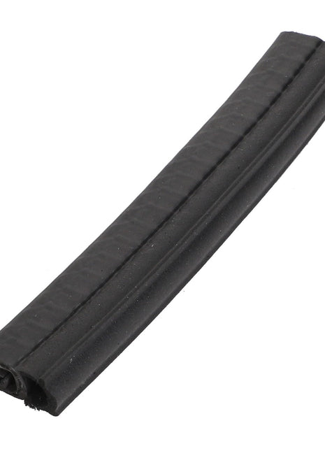 The AGCO | Seal - Acw5479650 is a resilient black rubber weatherstripping, slightly curved and textured, perfect for sealing gaps around windows and doors.