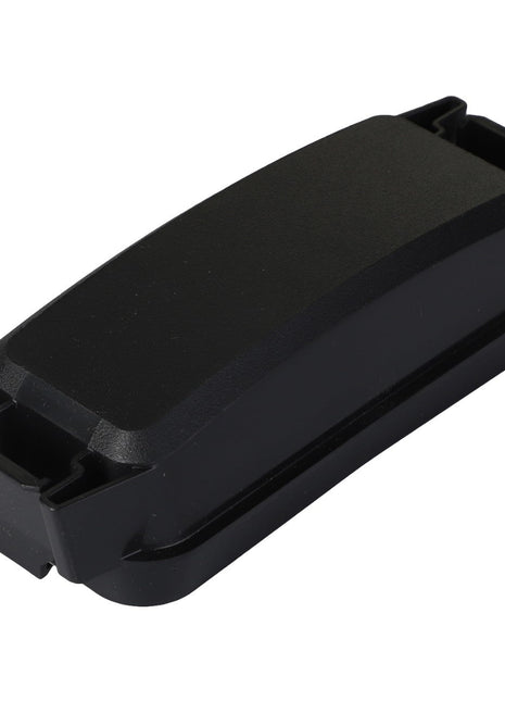 AGCO | COVER - ACP0239940 by AGCO: A black, rectangular plastic casing with two built-in clips on the sides, perfect for secure and streamlined use.