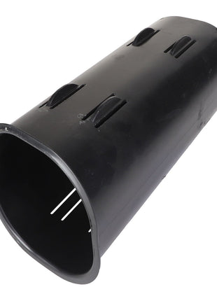 The AGCO | KIT, TOOL - AL5215183 is a black, cylindrical plastic component featuring several rectangular cutouts and an open end. No additional product description information is currently available.