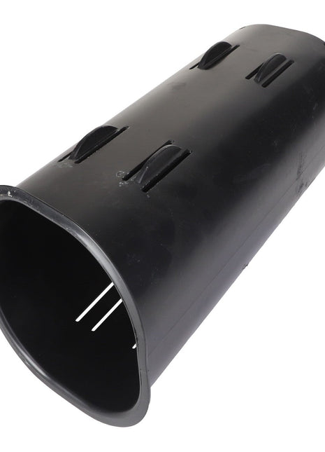 The AGCO | KIT, TOOL - AL5215183 is a black, cylindrical plastic component featuring several rectangular cutouts and an open end. No additional product description information is currently available.
