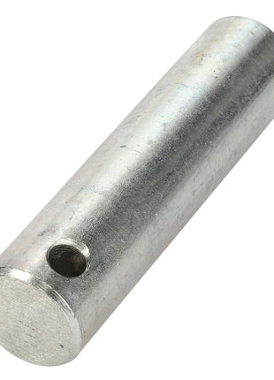 A cylindrical metal rod with a hole near one end, the AGCO Locking Pin, Clevis, Trailer Hitch - Acp0515690, commonly used as part of linkage components for various applications.