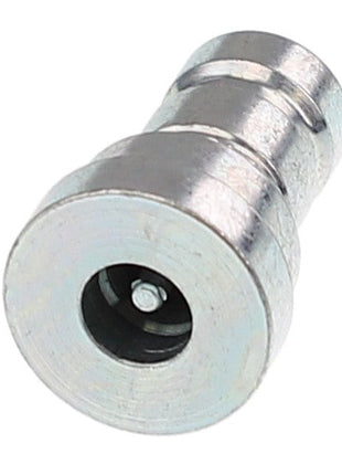 Introducing the AGCO | QUICK COUPLER NIPPLE - CH8C-6416 by AGCO, a sleek, metal cylindrical pipe fitting with a smooth finish. This component features a central hole and a protruding ring near one end. Its precise engineering and polished design make it an essential component for various applications.