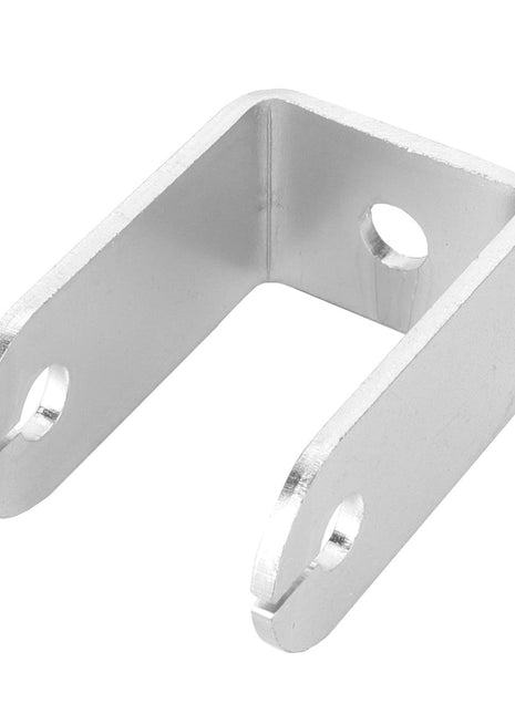 No current product description is available for the AGCO Bracket - Acp0297520, a metal U-shaped hinge bracket featuring three holes: one on the back and two on each side.