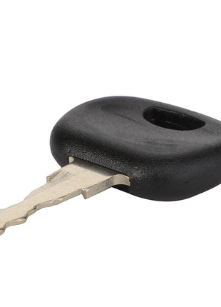 An ignition key with a black, oval-shaped plastic head featuring a rectangular hole is available from AGCO under the name AGCO | IGNITION KEY - D44900833.