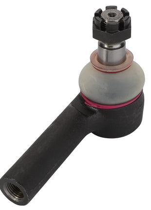 Image of an AGCO LEFT HAND TOGGLE - 0.010.3009.0 black automotive tie rod end with a ball joint and securing nut. For further details, please refer to the product description or contact our support team for assistance.