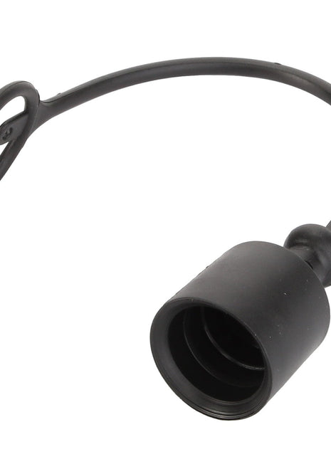 No current product description information available, but the AGCO | CAP - D45147900 by AGCO is a black rubber dust cap that comes with a flexible strap and a loop for securing.