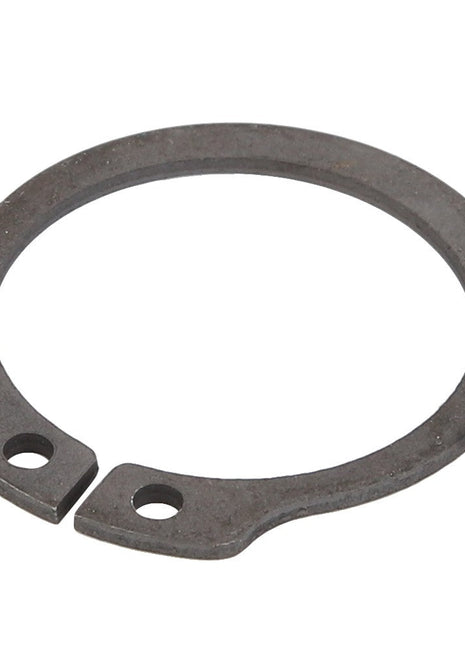 The AGCO | Lock Washer - Fel107363 is a circular retaining ring featuring two small holes near the gap, specifically designed for securing components on a shaft or in a bore.