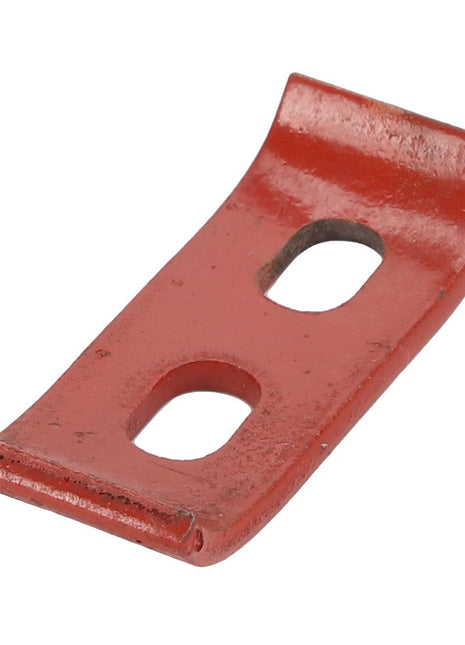 The AGCO | Collar - La321965350 by AGCO is a red metal pry bar designed with two grip holes, featuring both a tapered end and a flat end for leverage.