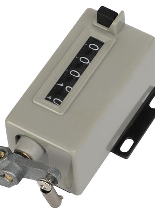 The AGCO Counter - Acp0555840 features a grey rectangular body, a black display for showing numbers, a metal lever, and a black mounting bracket. No current product description is available.