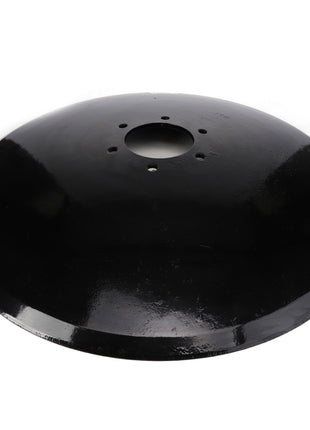 The AGCO | Disc Blade - Acp0015330 is a black, circular metal disc featuring a central hole and multiple smaller holes surrounding it.