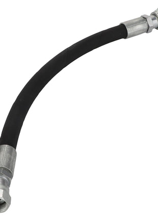 The AGCO | Hydraulic Hose - Acw1098690 is a versatile black hydraulic hose with metal connectors on both ends, designed for high-pressure fluid transmission.