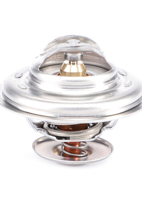 Close-up of a metallic thermostat assembly with a coiled spring, designed to regulate engine temperature. Crafted from high-quality materials, this AGCO Thermostat without housing (Acw2170430) ensures optimal performance and longevity.