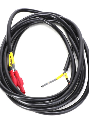 The AGCO | HARNESS - AL5102070 is a black coiled cable with red and yellow connectors on one end, and exposed wires on the other.