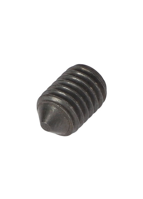An image of the AGCO SETSCREW - AL5005433, a small metal set screw with a conical tip and helical threads, is provided. No current product description information is available for this item.