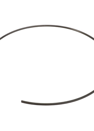 The AGCO LOCK WASHER - F930301020140 is a black, thin, metal retaining ring that is partially coiled in a circular shape with an open end.