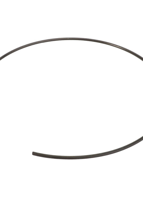 The AGCO LOCK WASHER - F930301020140 is a black, thin, metal retaining ring that is partially coiled in a circular shape with an open end.